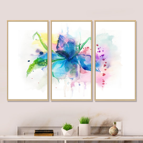 Winston Porter Iris Watercolor Art Framed On Canvas 3 Pieces Painting Wayfair Canada